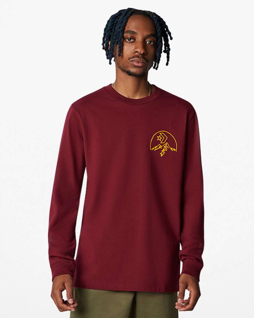 Men\'s Converse Counter Climate Long Sleeve T-Shirts Dark Red | AU 641CEU